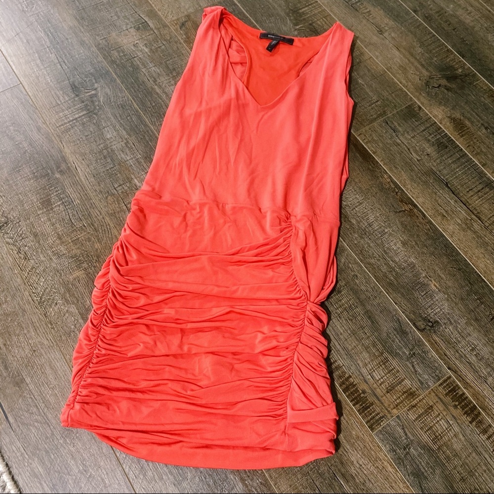 BCBGMaxazria Poppy Mirina Draped Cocktail Dress Size Medium Tank Dress Vneck